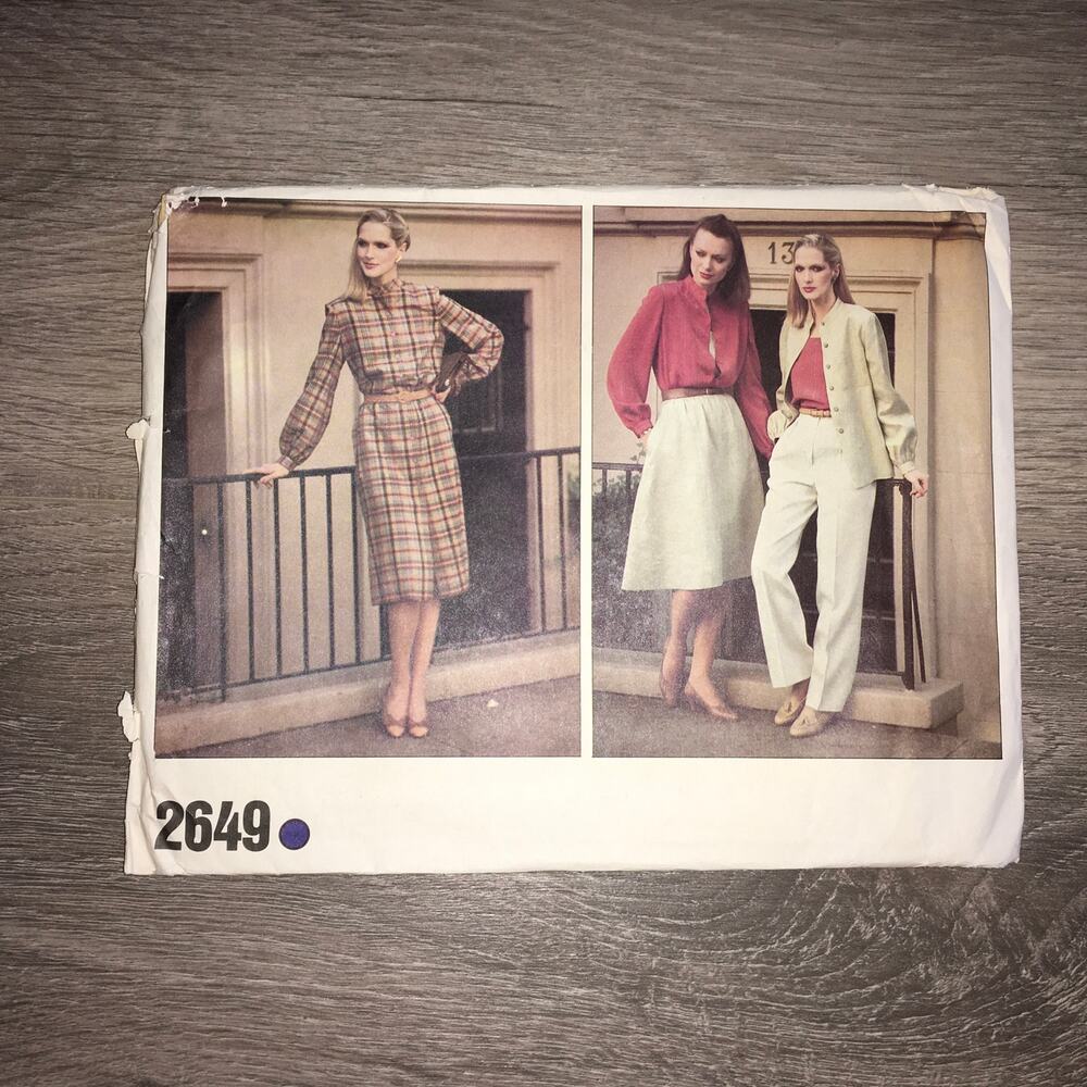 Vogue Sewing Pattern 2649 Misses Camisole Skirt Shirt Dress Pants 12 UNCUT 80s
